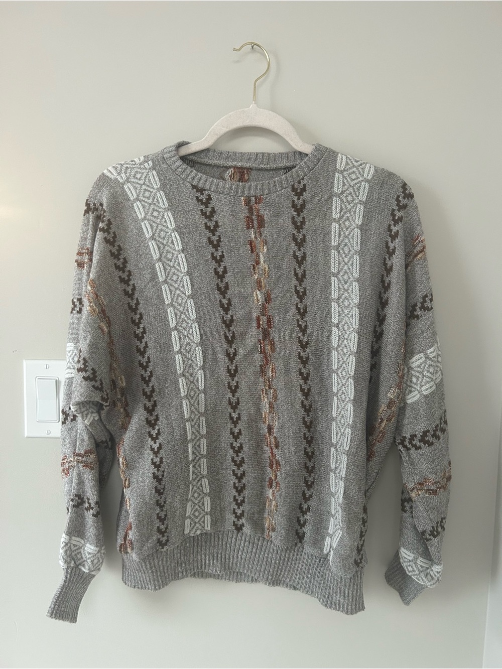 Vintage coogi-style 3D textured knit sweater